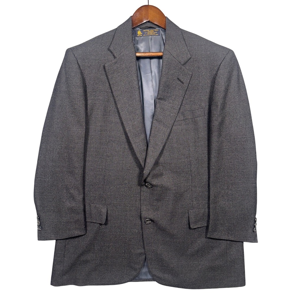 Vintage Brooks Brothers Makers Blazer Mens 44R Grey Wool 2-Button Sport Coat